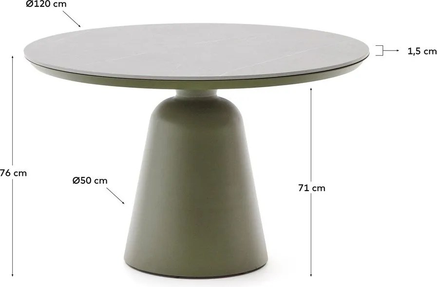 Kerek kerti étkezőasztal kerámia asztallappal ø 120 cm Tudons – Kave Home