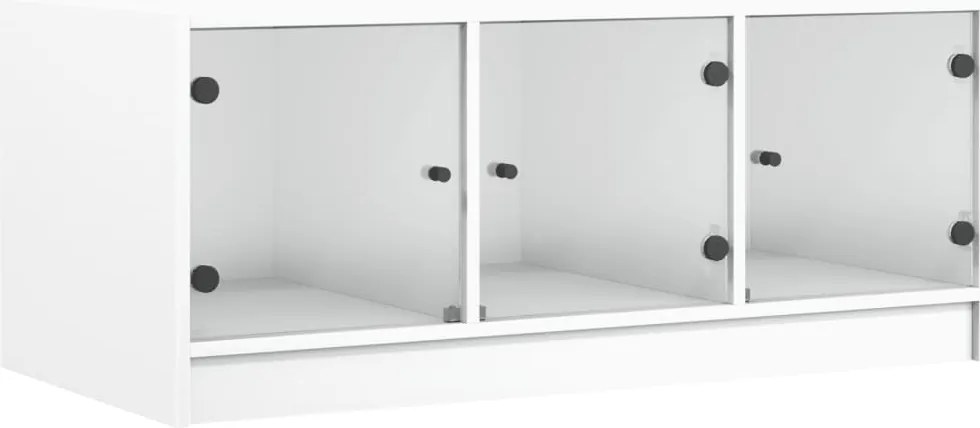 vidaXL fehér dohányzóasztal üvegajtókkal 102 x 50 x 42 cm