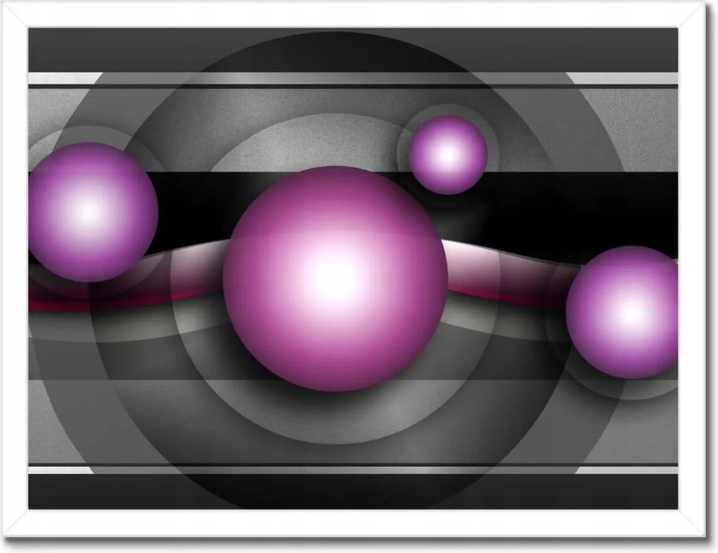 Poszterek keretben 40x30 Lila gömbök Absztrakt