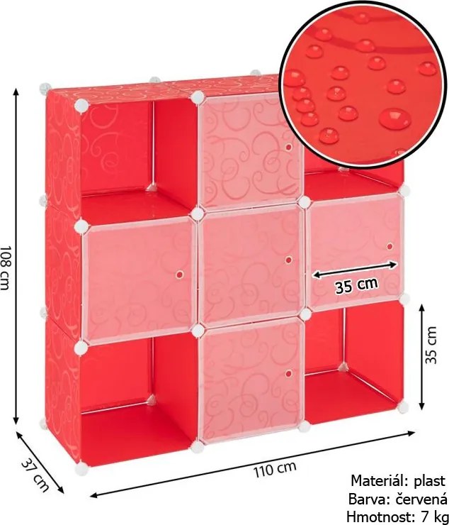 GARTHEN Fiókos állvány 108 x 110 cm  piros