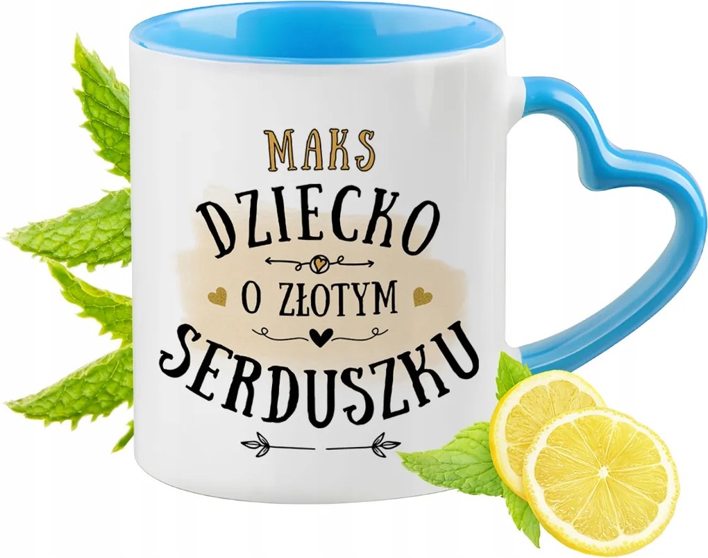 Kék bögre szív alakú füllel Max számára Ideális Ajándék