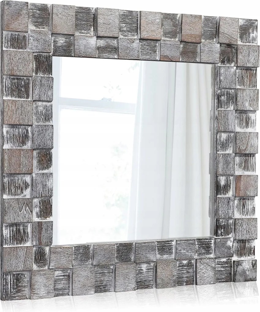 Rusztikus fali tükör fa keret előszobába, hálószobába, nappaliba