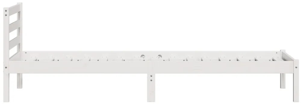 Ágykeret Fejtámlával Fehér 90x210 cm Tömör Fenyőfából