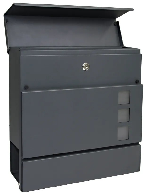 Postaláda BK 932, csővel és ablakokkal, antracit