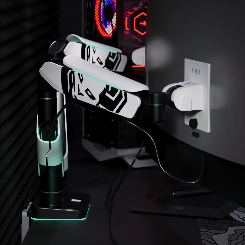 Képernyőállvány két 49 hüvelykes monitorhoz, fehér-fekete X-Arm Dual RGB