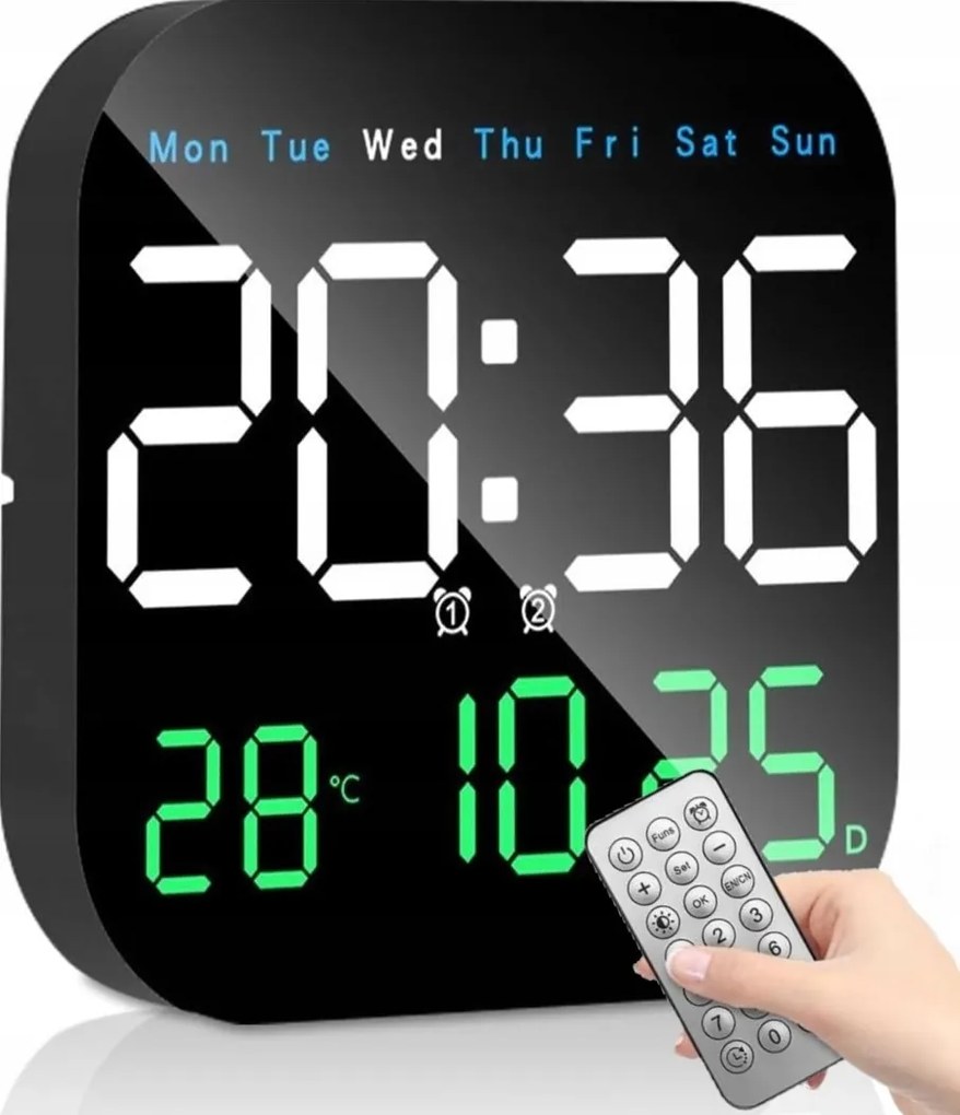 Modern Nagy Falióra Digitális Led Ébresztőóra Hőmérséklet Távirányító