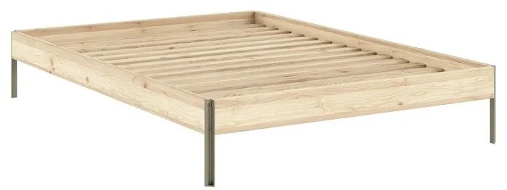 Natúr színű borovi fenyő franciaágy ágytámla nélkül, ágyráccsal 180x200 cm Core – Karup Design