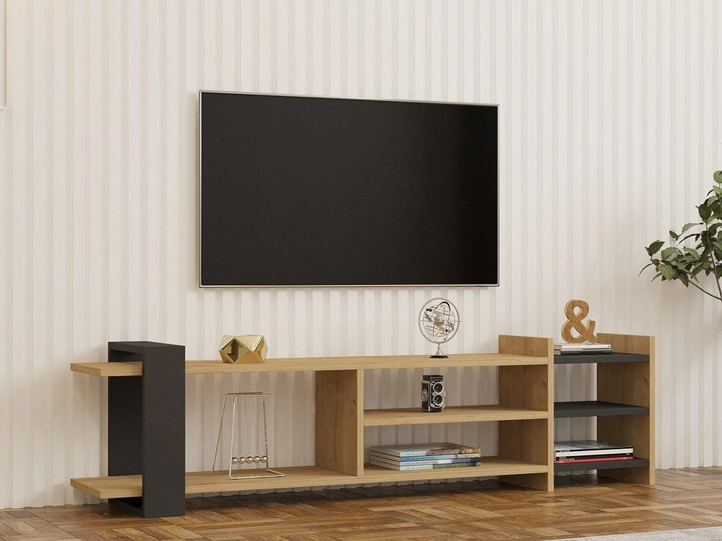 TV asztal Tasake (zafír tölgy + antracit) . Akció -23%. 1095118