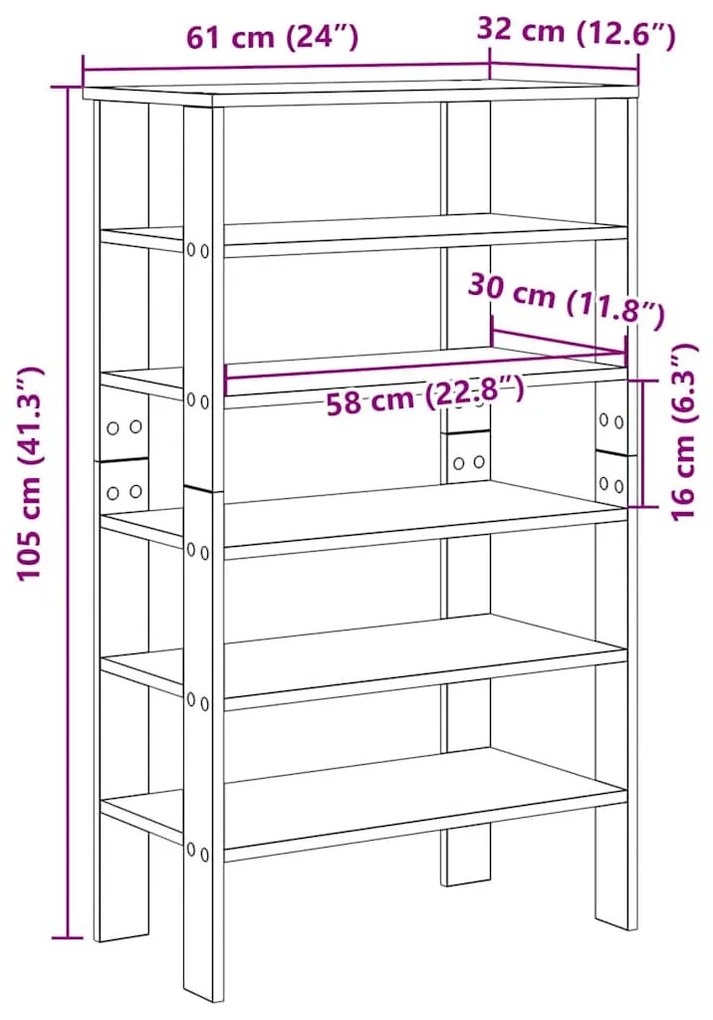 antik fa szerelt fa cipőtartó 61x32x105 cm