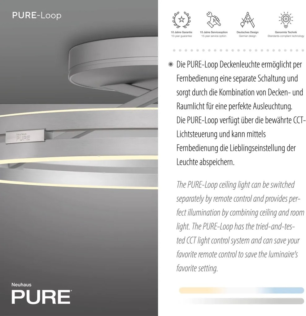Paul Neuhaus modern mennyezeti lámpa pure loop eloxált alumínium pln6552-95