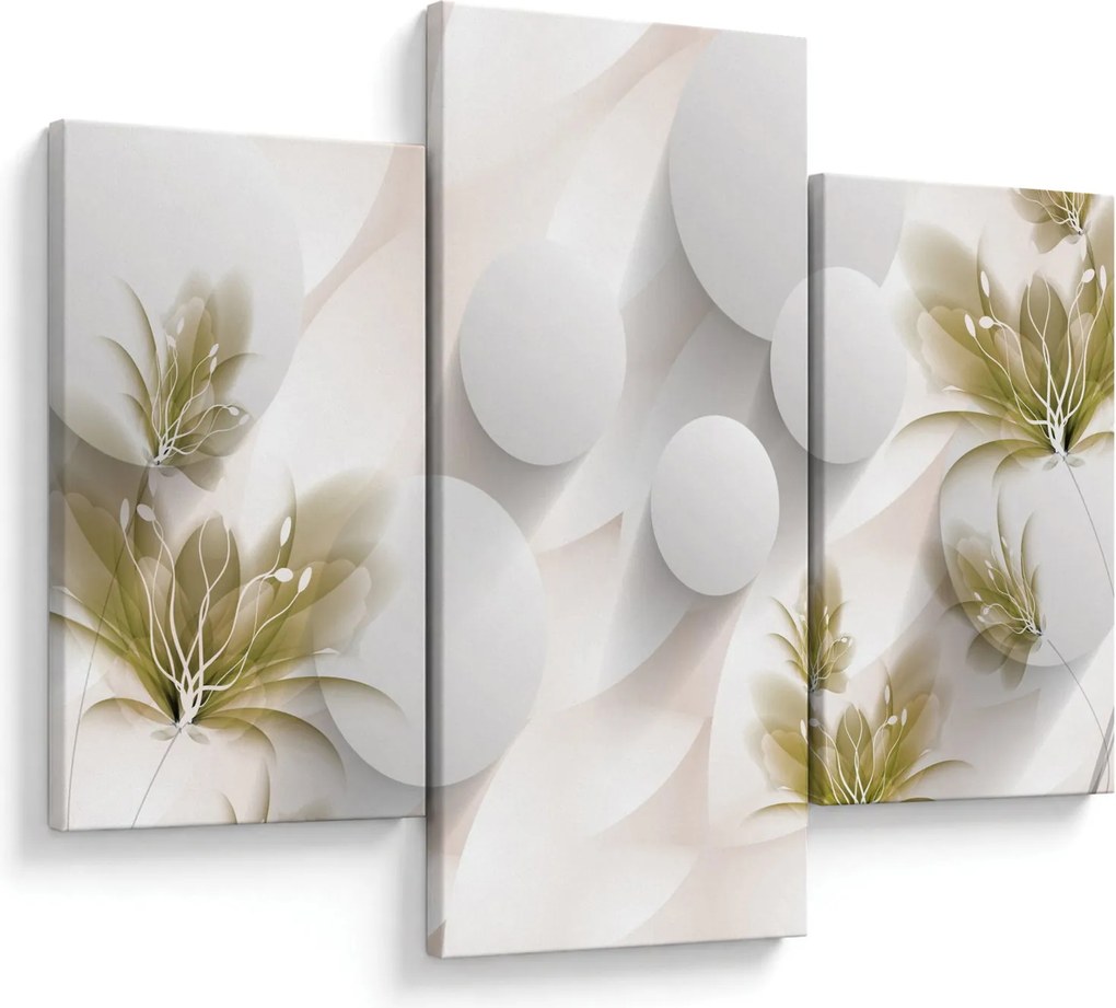Kép - 3D körök virágokkal (90x60 cm)