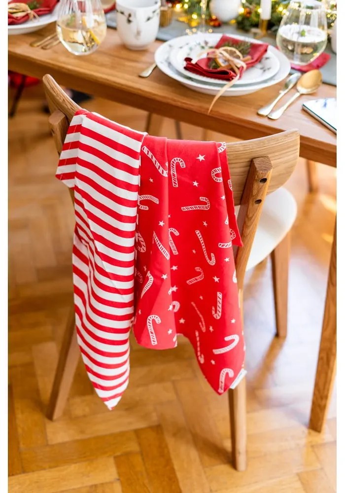 Pamut konyharuha szett karácsonyi mintával, 4 db-os 50x70 cm Candy Cane – Catherine Lansfield