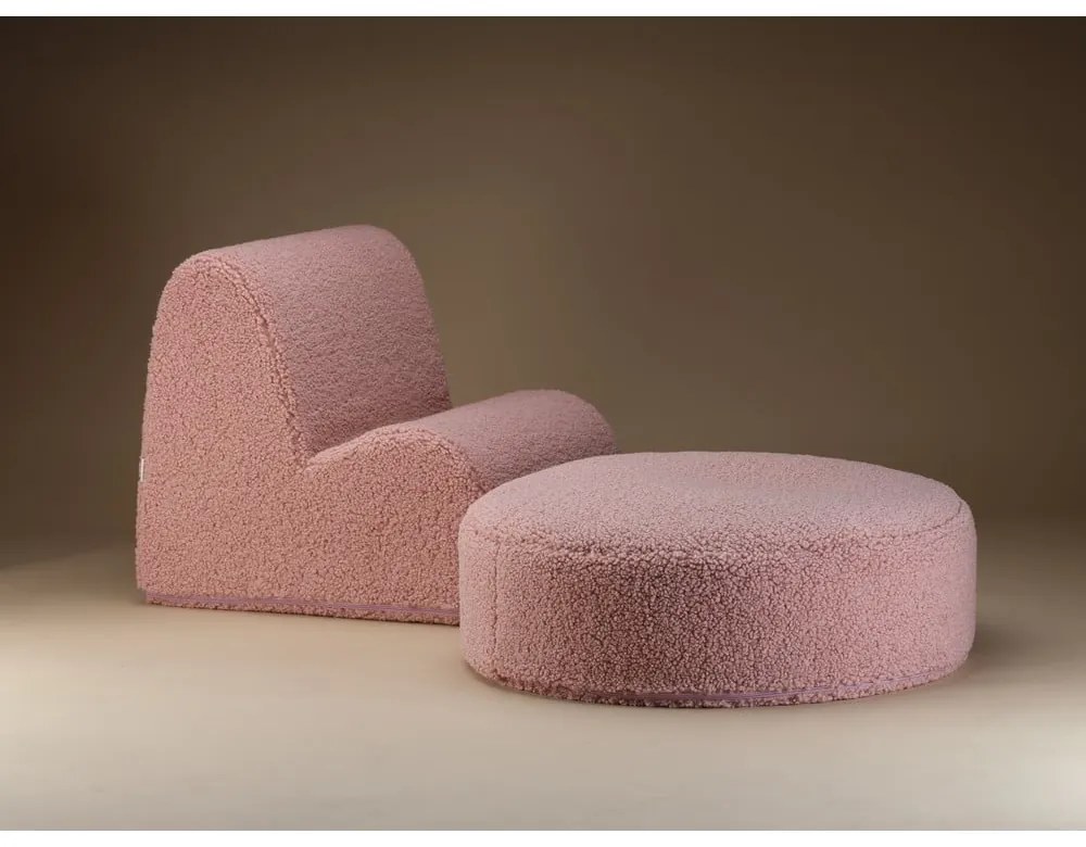 Rózsaszín buklé gyerek fotel Cloud – Wigiwama