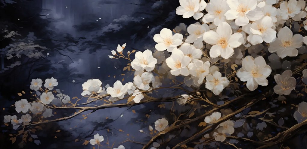 Poszter 91,3x44,5cm Fehér virágok a kertben