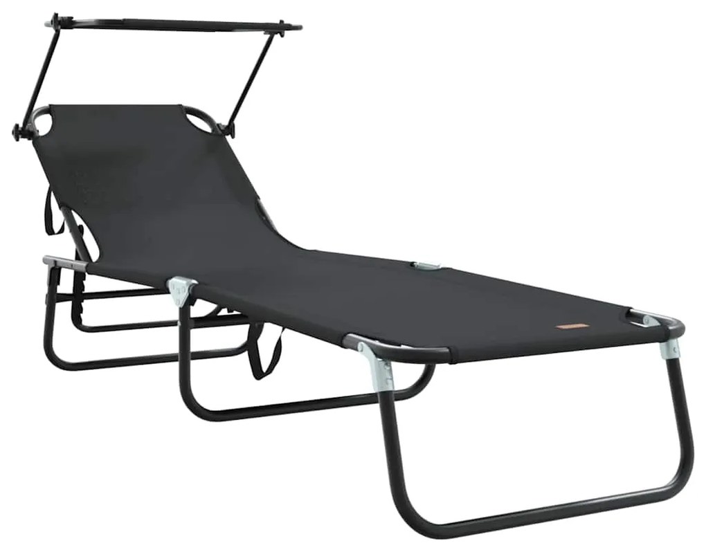 vidaXL Összecsukható nyugágy Fekete 190 x 57 x 81 cm oxford