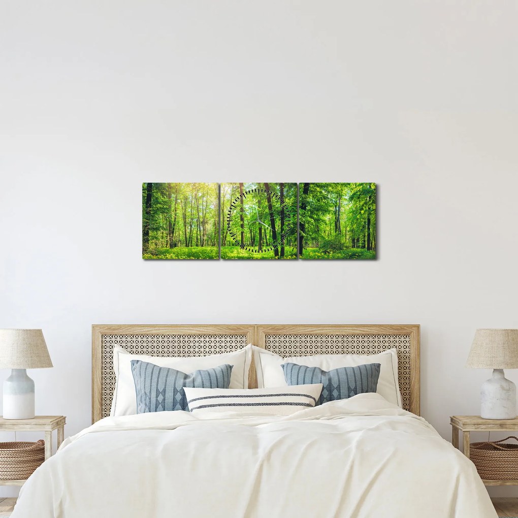 Kép - Tavaszi lomberdő (órával) (90x30 cm)