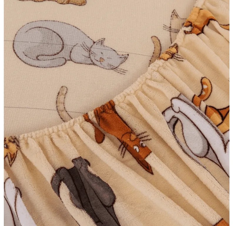 Mikroplüss lepedő COLORED CATS 90x200 cm krémszínű