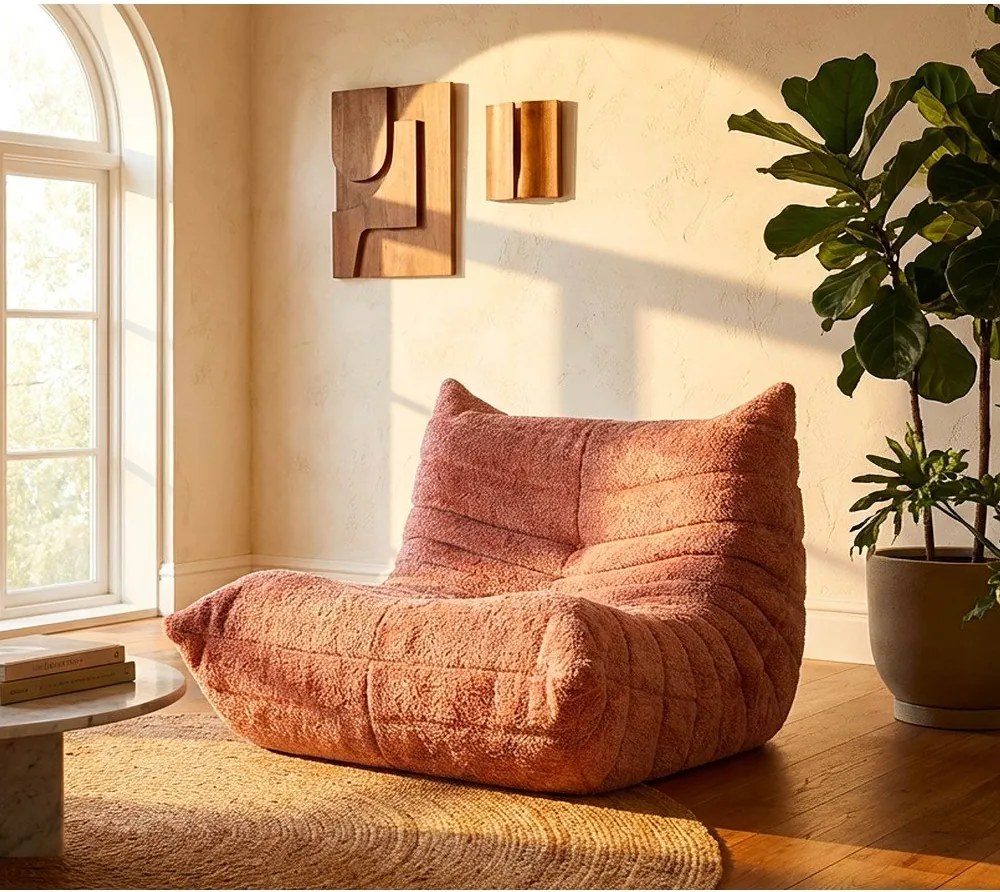 Rózsaszín buklé babzsákfotel Mask – Mauro Ferretti