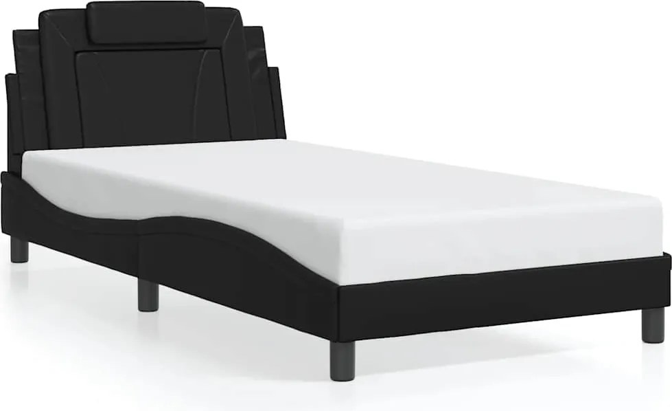 vidaXL fekete műbőr ágykeret Viana matrac nélkül 100x203 cm