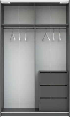 BERNO ruhásszekrény, 120 cm | Antracit/kasmír
