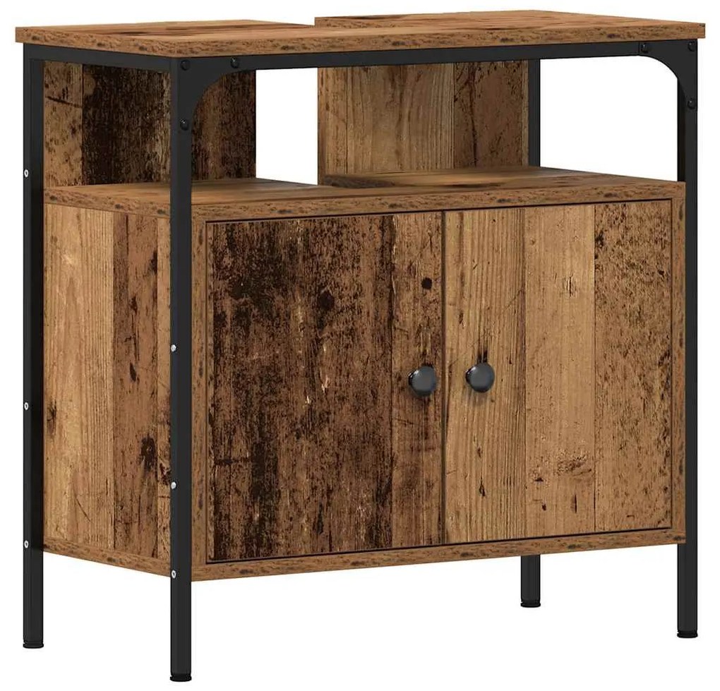 antik fa szerelt fa fürdőszobai mosdószekrény 60 x 30 x 60 cm