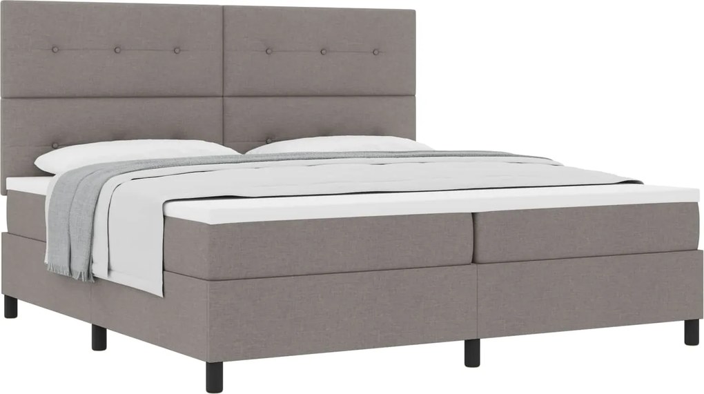 vidaXL Boxrugós ágy matracmal fejtámlával Tópszínű 200 x 200 cm szövet