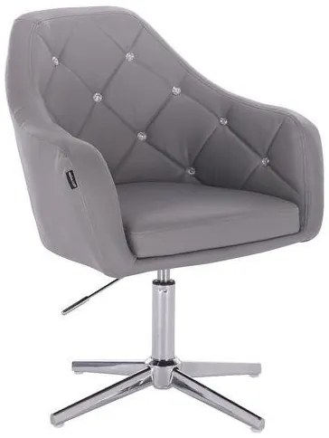 HR830 Szürke modern műbőr szék krómozott lábbal