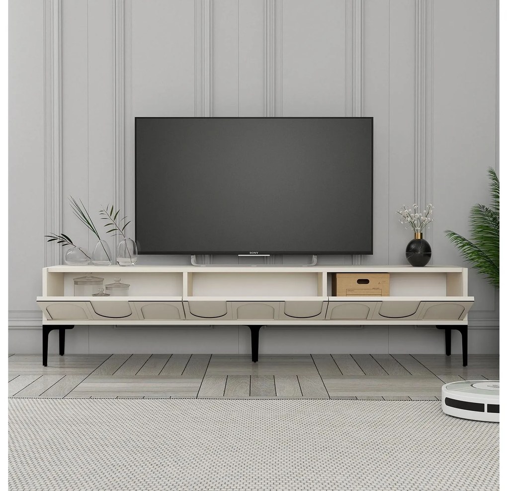 TV asztal/szekrény Bipemu 3 (krém + fekete) . 1095678
