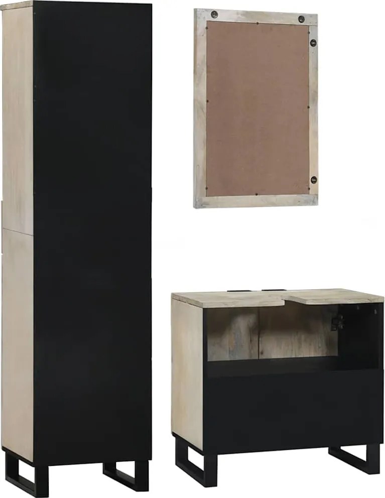 Fürdőszoba bútor szett fiókkal polcokkal 3 pcs Fehér Faanyag