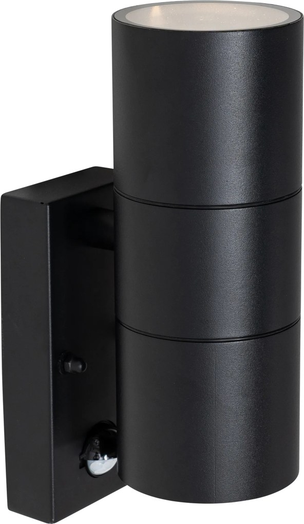 Kültéri fali lámpa fekete 2 fényes AR70 mozgásérzékelővel - Duo