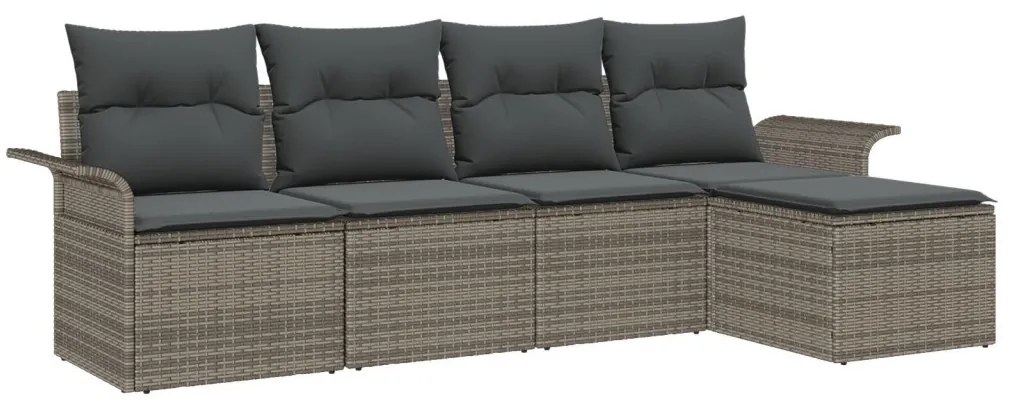 Kerti Kanapé Szett párnával tárolóval 5 pcs Szürke Poli rattan