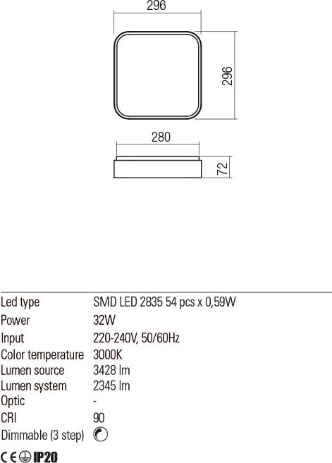 REDO 01-2573 YOMO Ernyős Mennyezeti Lámpa LED IP20