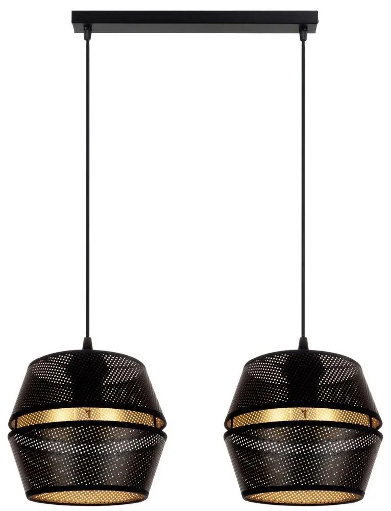 Csillár zsinóron PARIS 2xE27/60W/230V fekete/arany