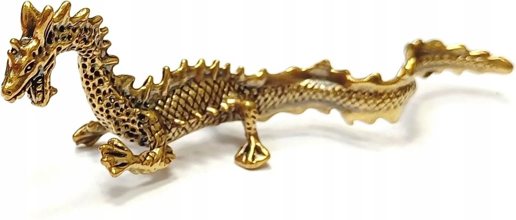 Asztali Dekorációs Figura Sárgaréz Sárkány, Báb Dragon, Fenevad 9 CM