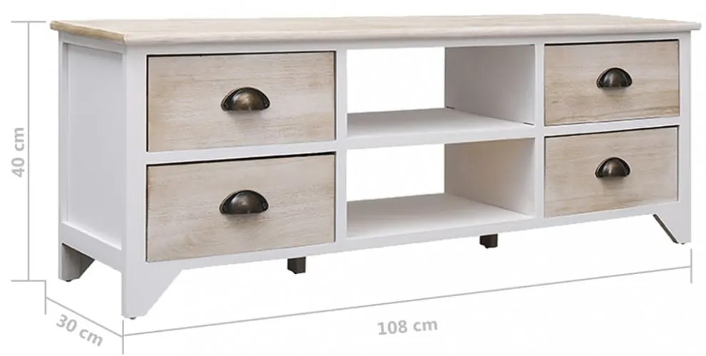 tömör császárfa TV-szekrény 108 x 30 x 40 cm