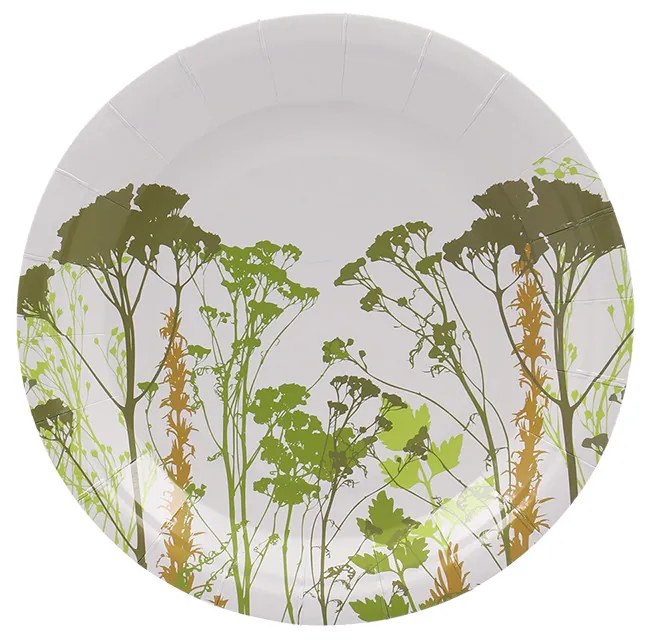 Mezei virág mintás papírtányér, 8 db-os, 18 cm átmérőjű