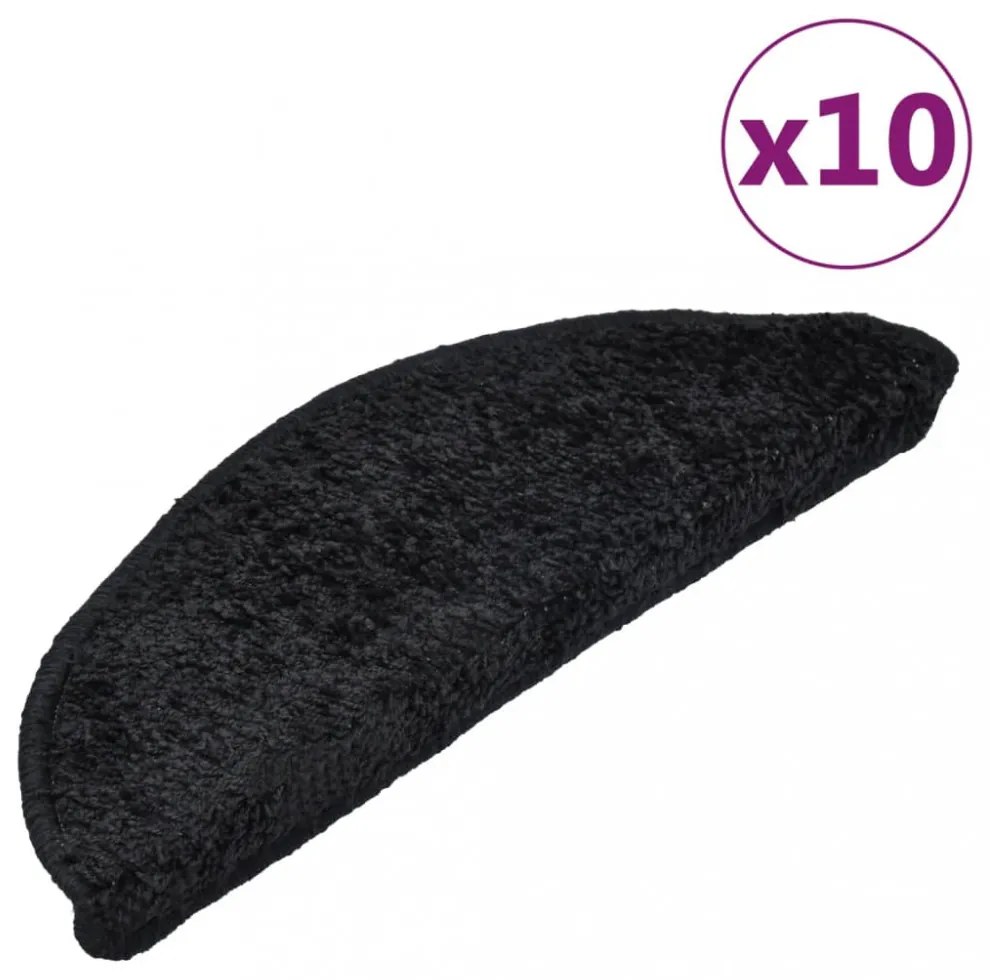 vidaXL 10 db fekete lépcsőszőnyeg 65 x 21 x 4 cm