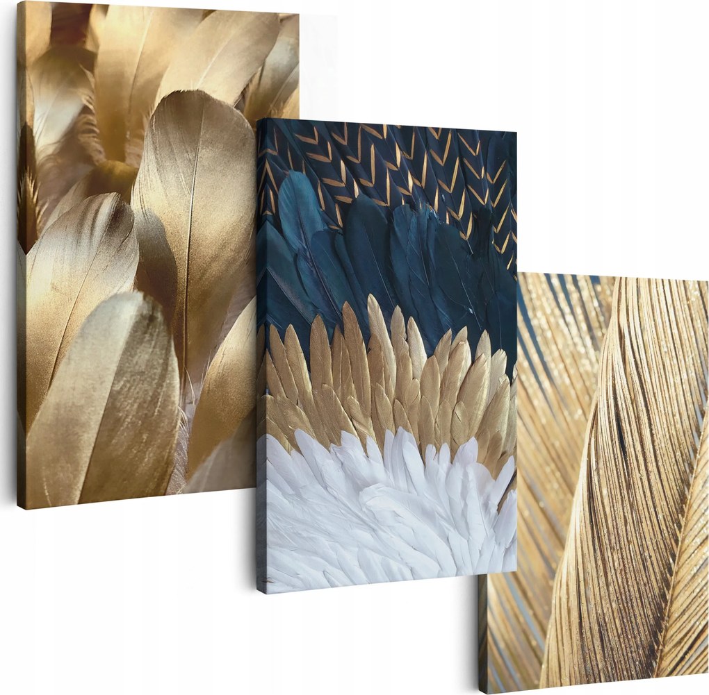 Vászonkép 150 cm Arany 3db Nappali falikép Triptyk