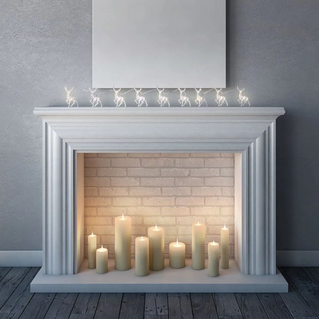 DecoKing Rénszarvas karácsonyi fénylánc meleg fehér, 10 LED