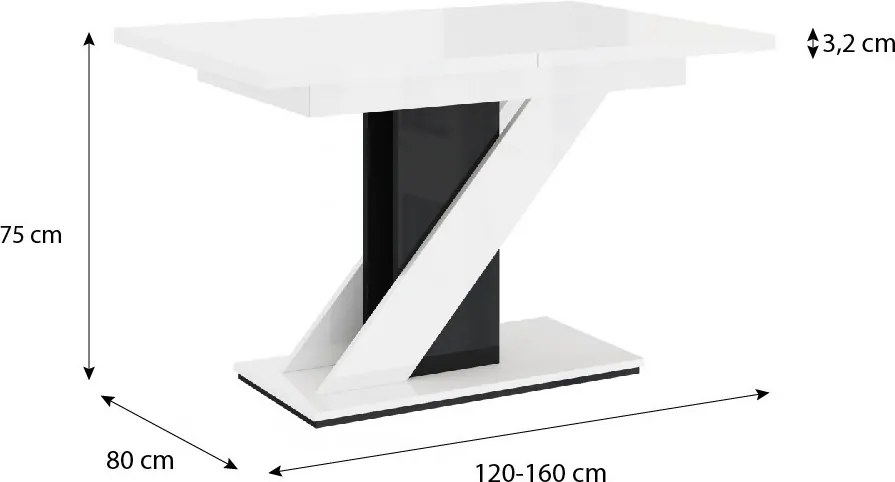 Maasix WGBS Magasfényű Fehér-Fekete 8 személyes étkezőszett Fehér Didier székekkel N