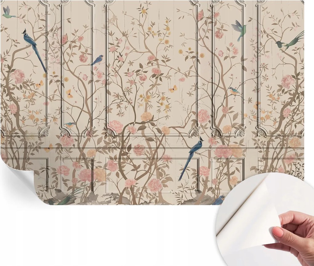 Dekoratív öntapadós fotótapéta Hálószobába Madarak és virágok 104x70 cm