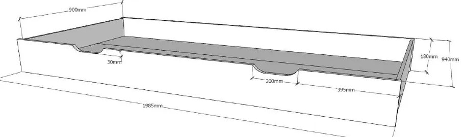 Antracitszürke gyerekágy alatti fiók 90x200 cm DALLAS – Vipack