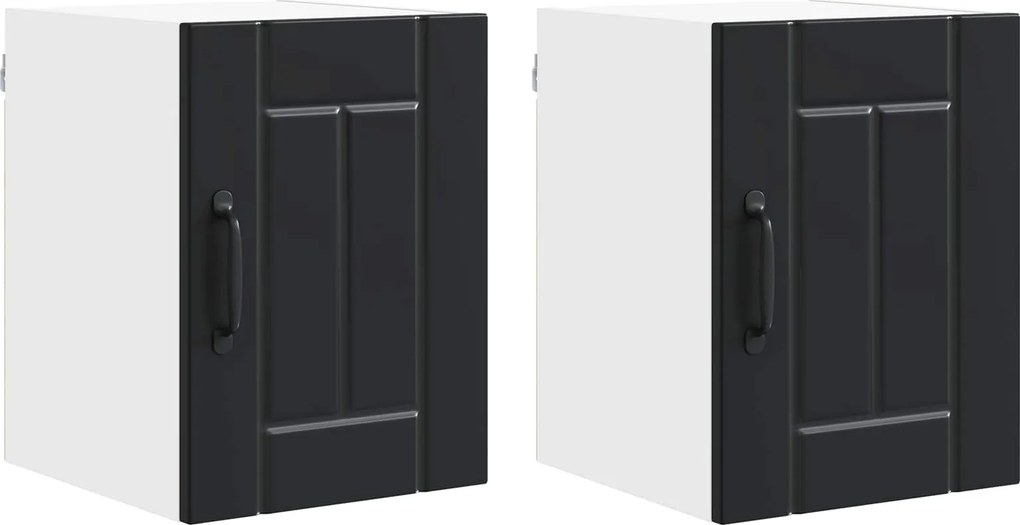 vidaXL Konyhaszekrény 2 pcs Fekete 30 x 31 x 40 cm Faanyag