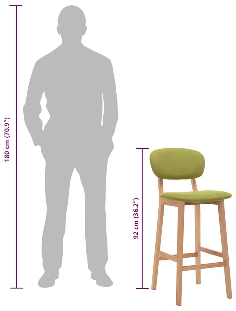 vidaXL 2 db zöld szövet bárszék