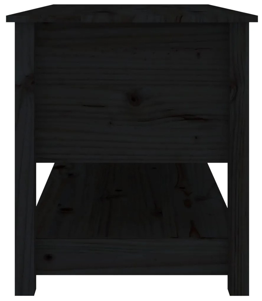 Fekete tömör fenyőfa dohányzóasztal 102 x 49 x 55 cm