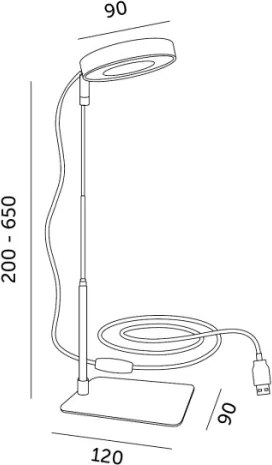 Fényerőszabályozható LED asztali növénynevelő lámpa VERDI LED/5W/5V 1300K fekete