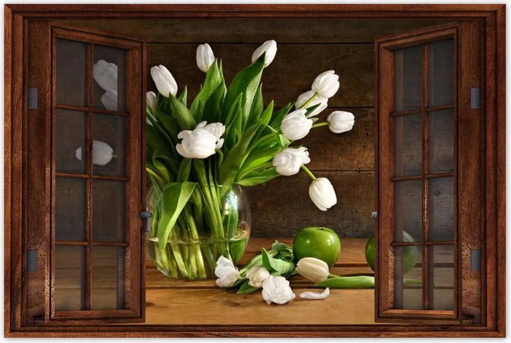 Poszterek 90x60 Fehér tulipánok