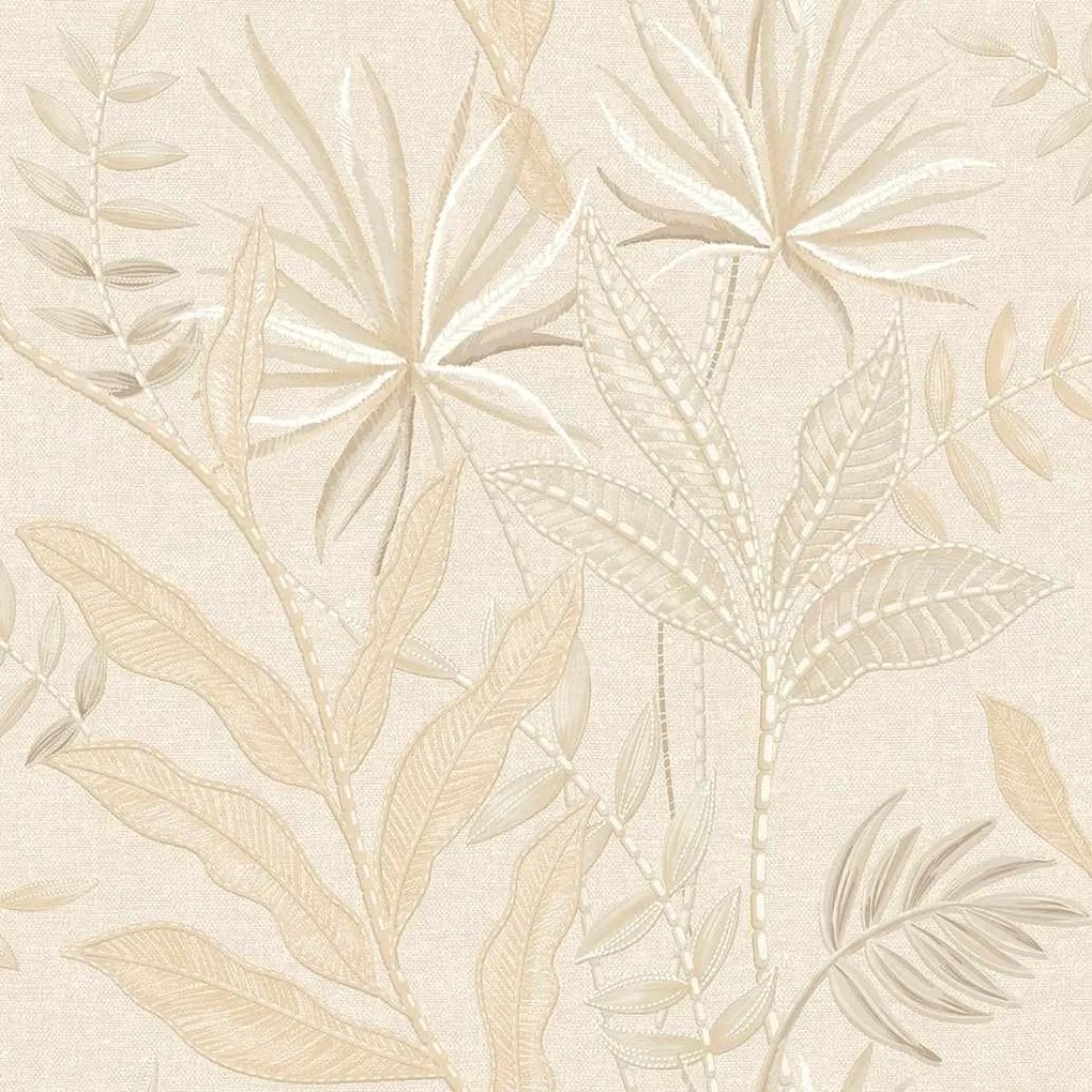 Decoprint Terra Nova Tropical Weave bézs-szürke leveles texturált vlies tapéta – TN29080