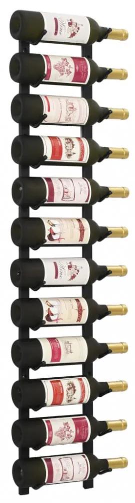Fekete vas falra szerelhető bortartó állvány 12 palacknak