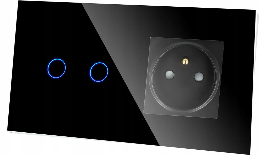 Érintőkapcsoló Aljzattal Dupla Aljzattal Fekete N 2G1F Két Doboz